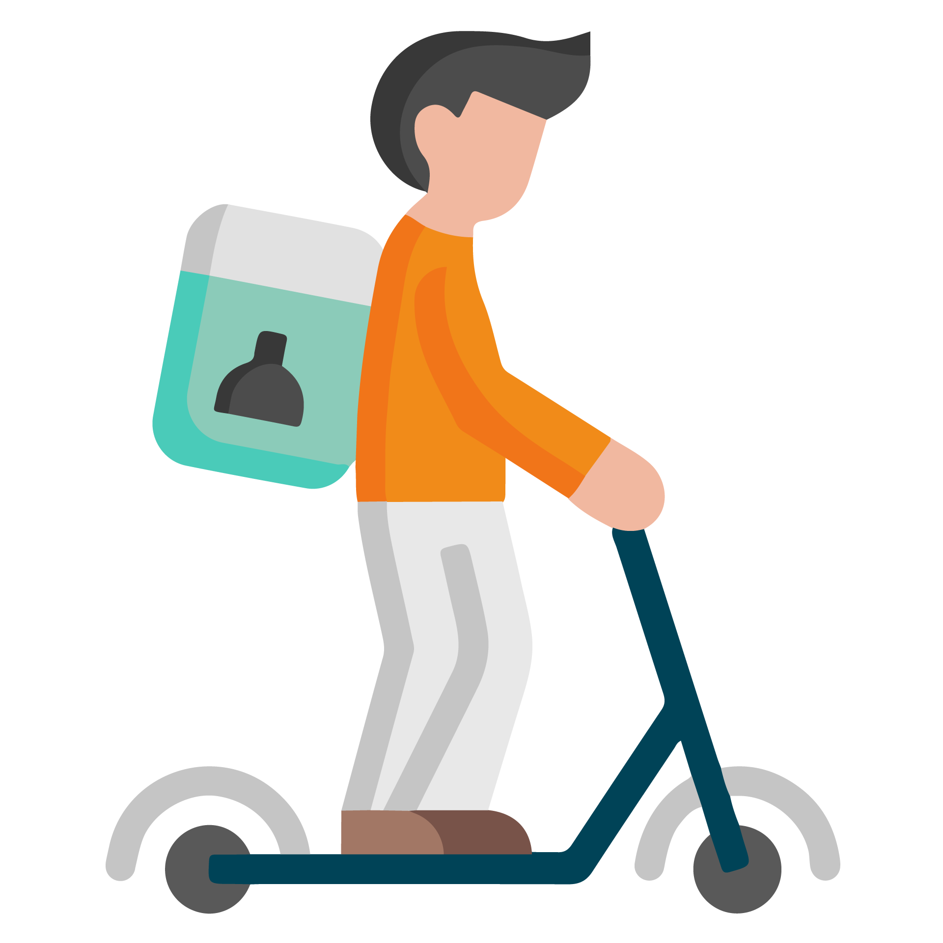 Personne sur une trotinette qui relie les détails des infos pratiques