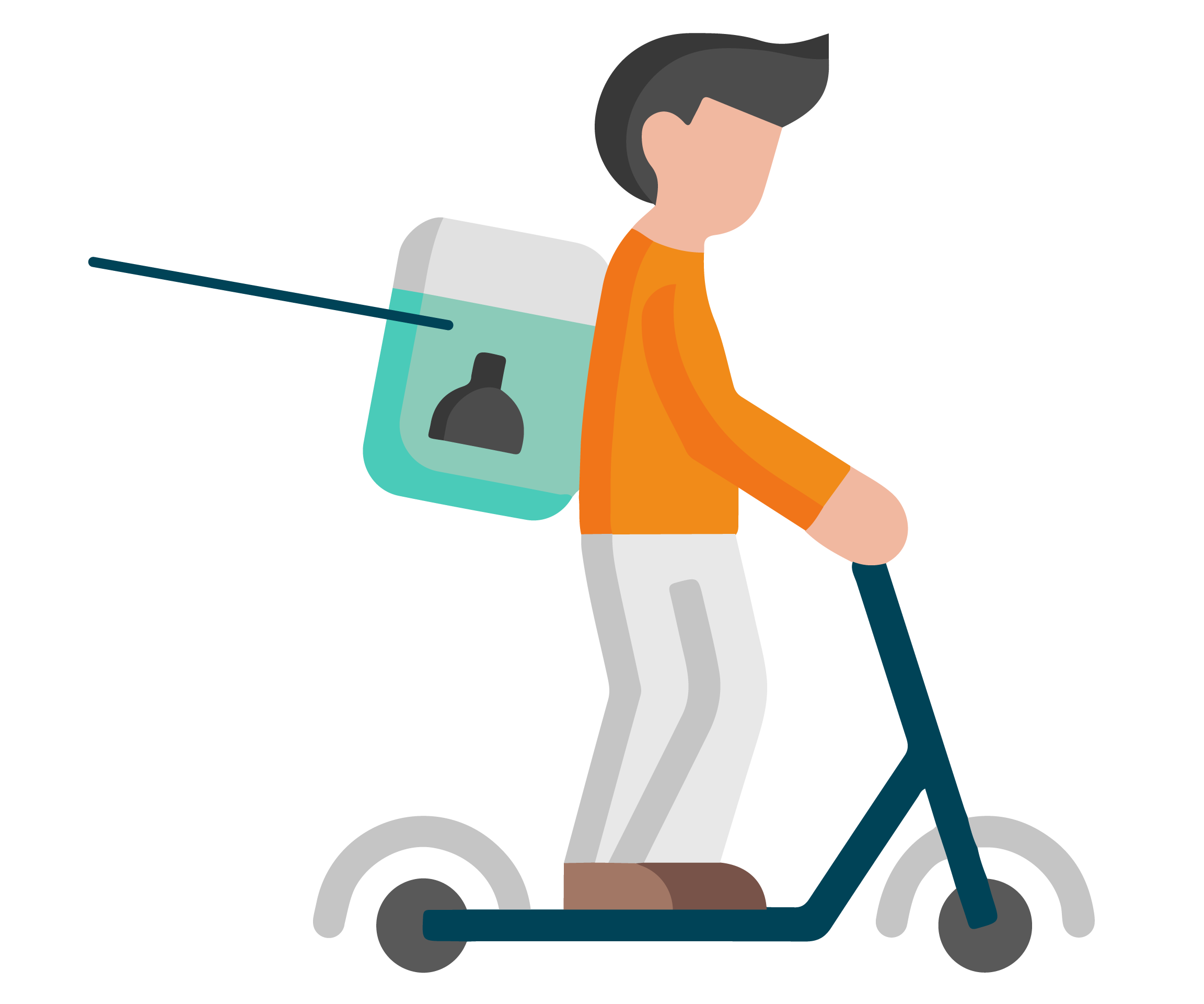 Personne sur une trotinette qui relie les détails des infos pratiques